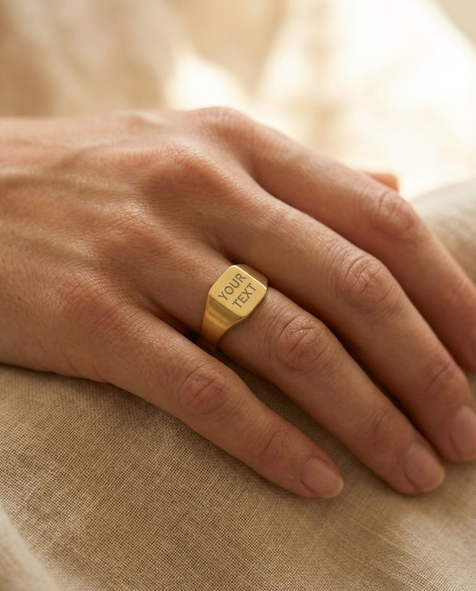 Quadrat Siegelring Hand